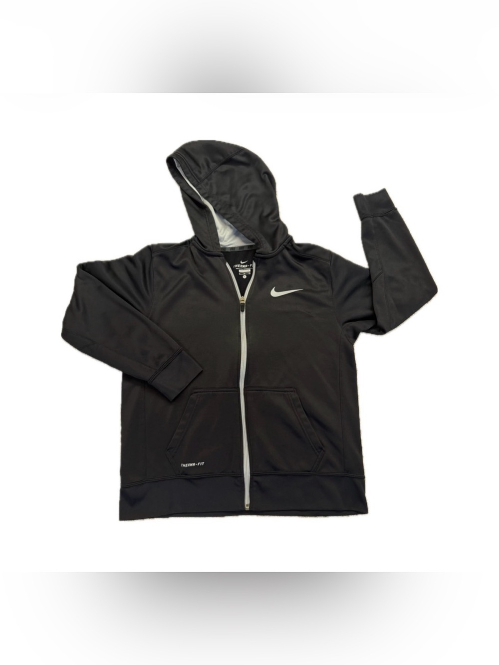 Nike Youth Therma-Fit Full Zip Black Lightweight Hooded Jacket Size XL